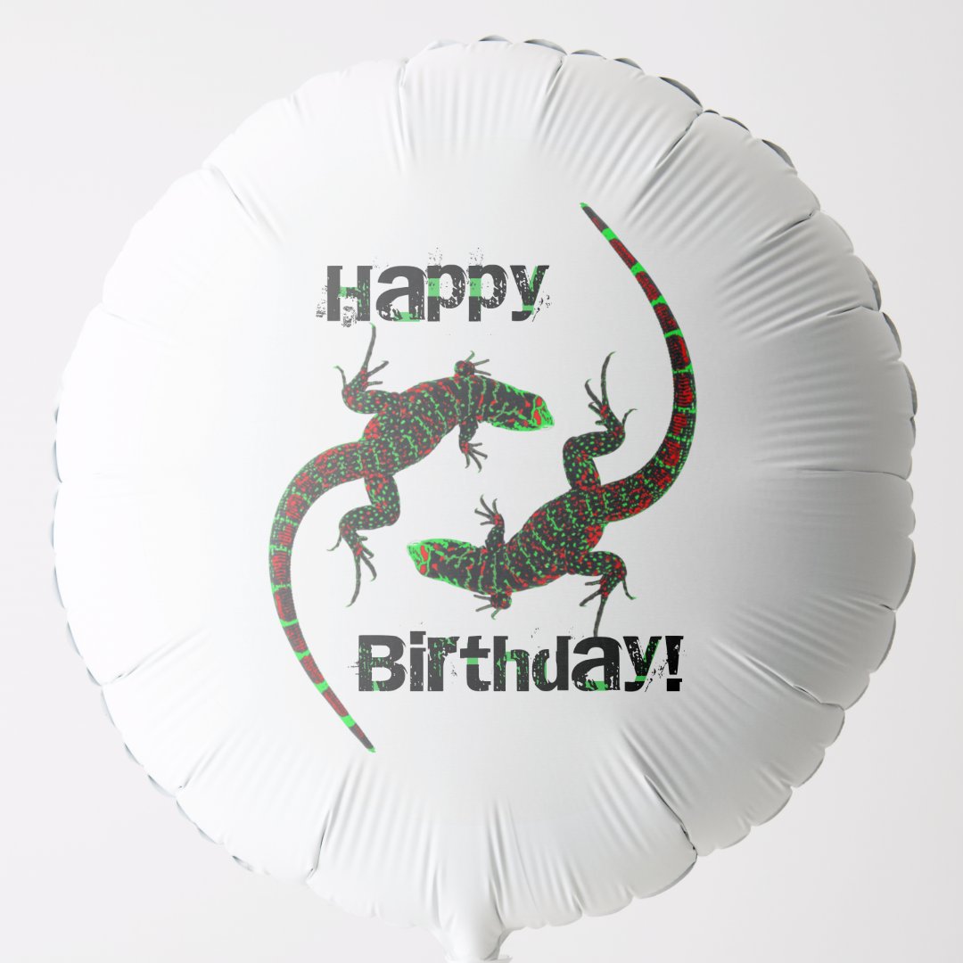 Happy Birthday Yin Yang Lizards Balloon | Zazzle