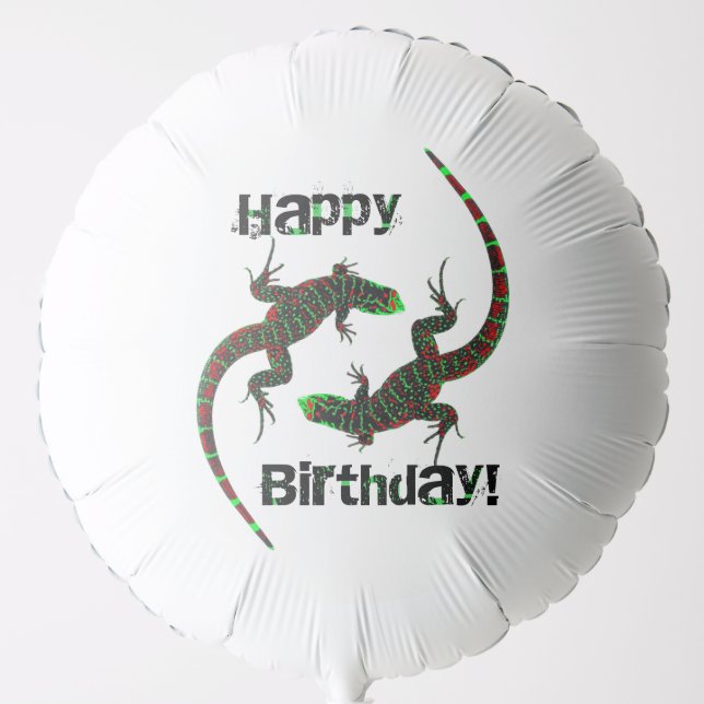 Happy Birthday Yin Yang Lizards Balloon (Front)