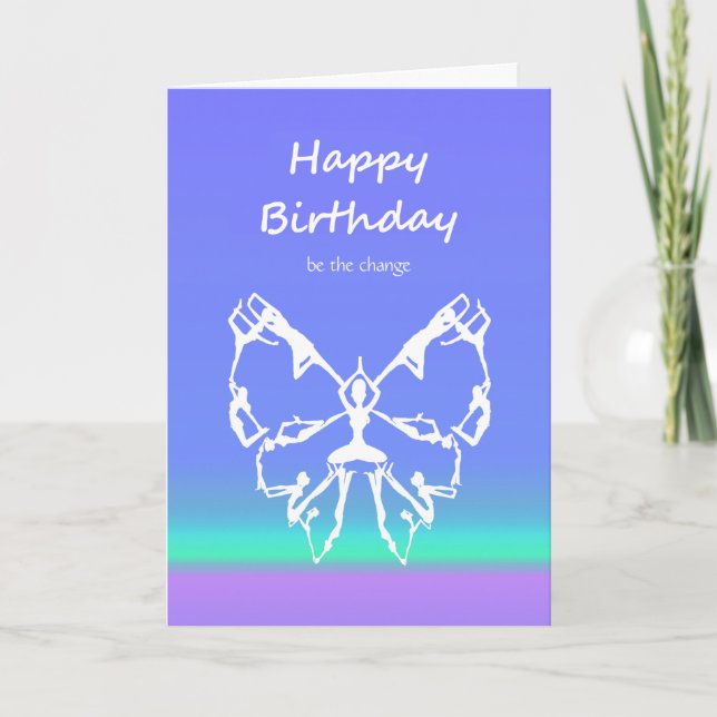 Happy Birthday Yoga Poses Butterfly Change Card (Front)