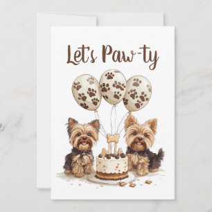 Happy Birthday Yorkie Dog Invitation