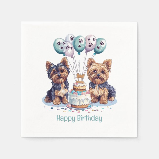 Happy Birthday Yorkie Dog Napkins (Front)