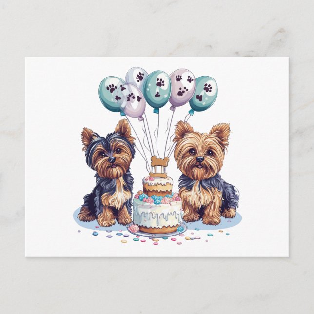 Happy Birthday Yorkie Dog Postcard (Front)
