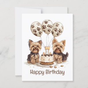 Happy Birthday Yorkie Dogs Postcard
