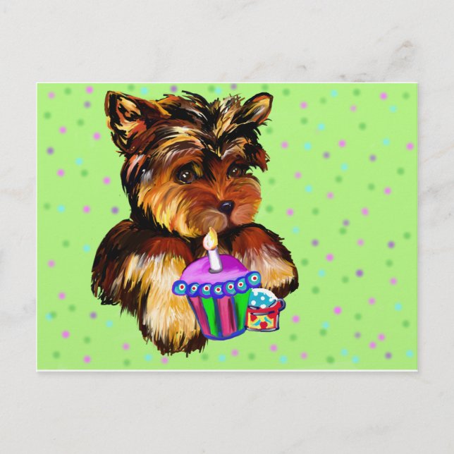 HAPPY BIRTHDAY YORKIE POO POSTCARD (Front)