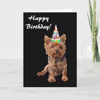 Happy Birthday Yorkshire Terrier Birthday Card by PugWiggles at Zazzle