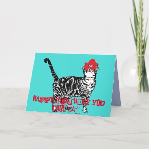 Happy Birthday You Cool Tabby Cat Birthday Card