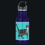 Happy Birthday You Cool Tabby Cat Mens Husband Stainless Steel Water Bottle<br><div class="desc">You Cool Tabby Cat design. This beautiful card would suit any lover of cats. Designed from one of my original ink pen drawings. This is sure to delight!</div>
