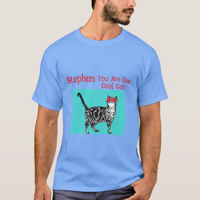Happy Birthday You Cool Tabby Cat Mens Husband T-Shirt (Front)