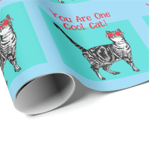 Happy Birthday You Cool Tabby Cat Mens Husband Wrapping Paper