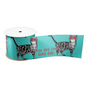 Happy Birthday You Cool Tabby Cat Mens HusbaRibbon Satin Ribbon