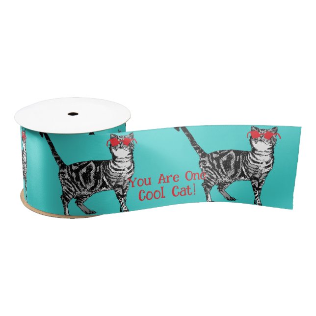Happy Birthday You Cool Tabby Cat Mens HusbaRibbon Satin Ribbon (Spool)