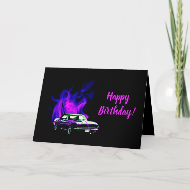 Happy Birthday, You melt my tires, Funny Hot Rods Card (Front)