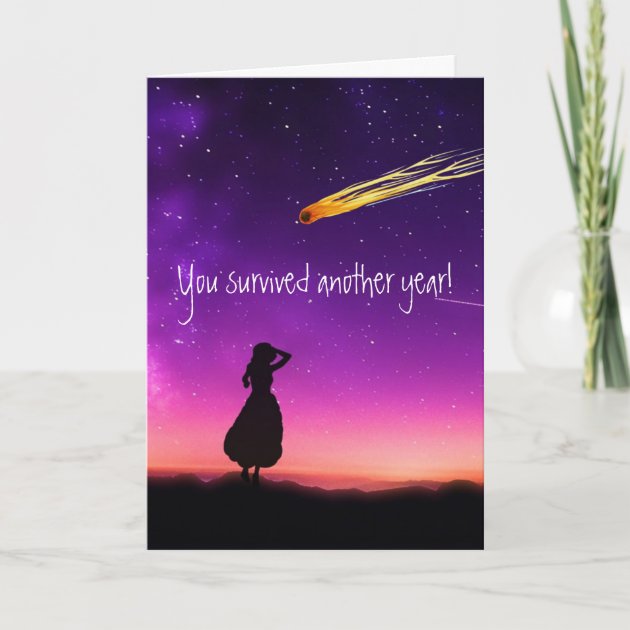 Tongue In Peach Lustige Geburtstagskarte "Woohoo You Survived Another Year" – DIN A5, Mit Umschlag, Witziger Gruß Für Beste Freundin, Familie