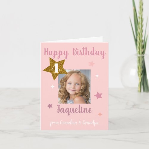 Happy Birthday Young Girl custom Glitter Star Card