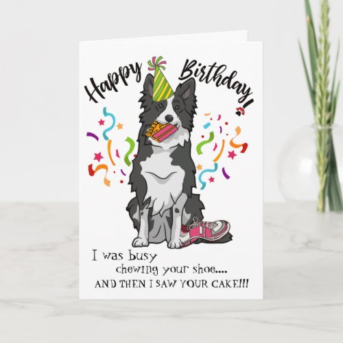 Happy Birthday Your Border Collie Dog Pink Shoes Card