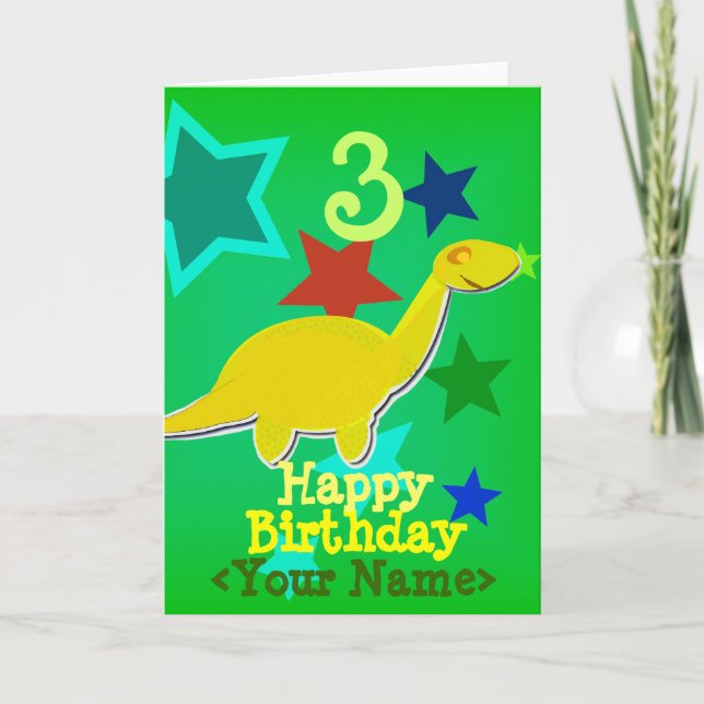 Happy Birthday Your Name Dinosaur Card (Front)
