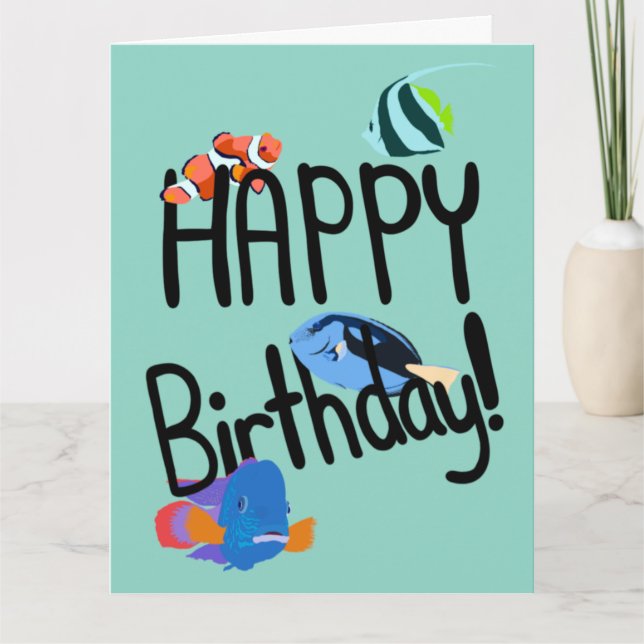Happy Birthday Your Text Fish Marine Animals Ocean Card (Front)