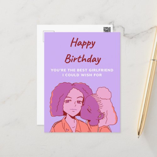Happy Birthday Your The Best Girlfriend Holiday Postcard