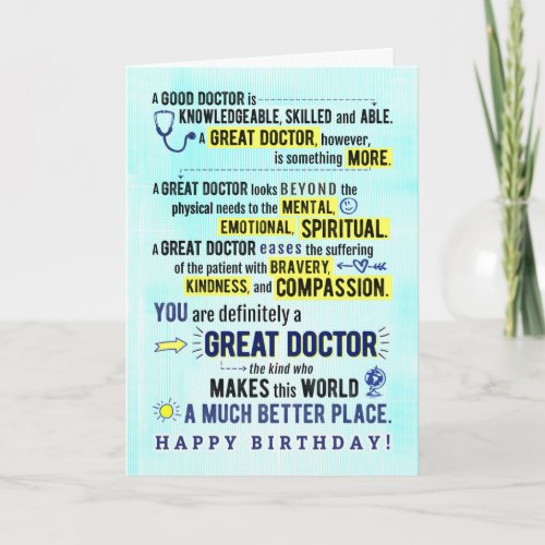 Happy Birthday _ Youre a Great Doctor Card