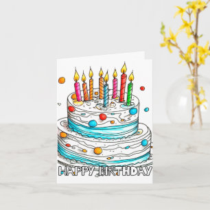 Happy Birthday Yummy Cake Art Card