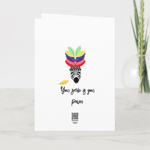 happy birthday zebra colorful feathers card