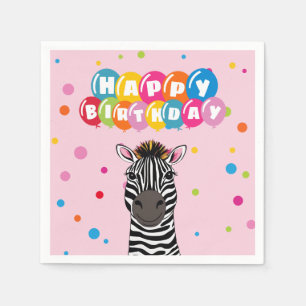 Happy Birthday Zebra Napkins