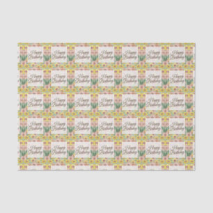 Happy Birthday Zinnia Flowers Tissue Paper
