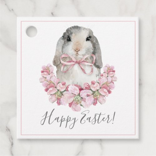 Happy BirthdayBunny Rabbit Pink Floral Watercolor  Favor Tags