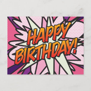 HAPPY BIRTHDAYComic Book Pop Art Postcard
