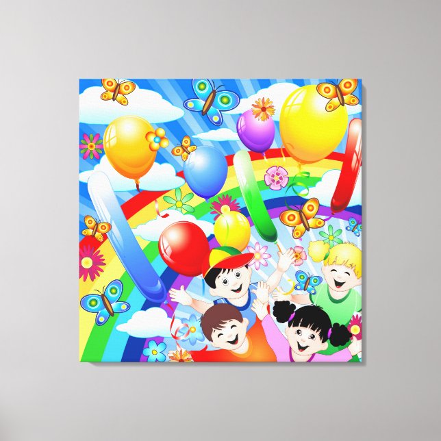 Happy Birthday's Children Kids Canvas Print (Front)