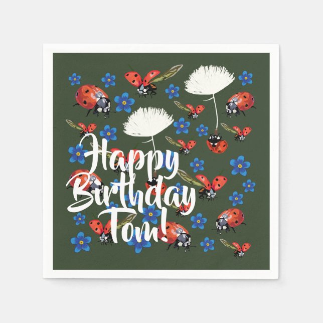 Happy Birthdya Lovely Spring  Paper Napkins (Front)