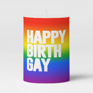 Happy Birthgay Pillar Candle