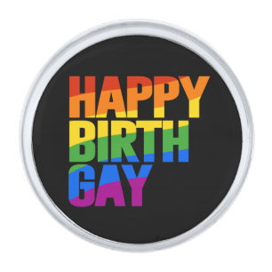 Happy Birthgay Silver Finish Lapel Pin