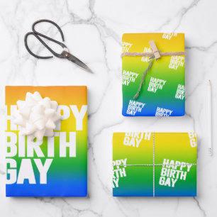 Happy Birthgay Wrapping Paper Sheets