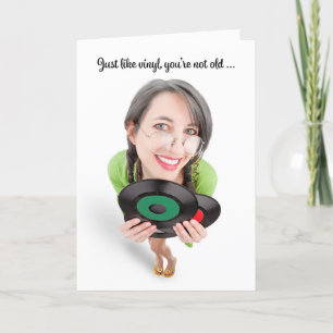 Happy Birththday Vintage Like Vinyl Records Humor Holiday Card