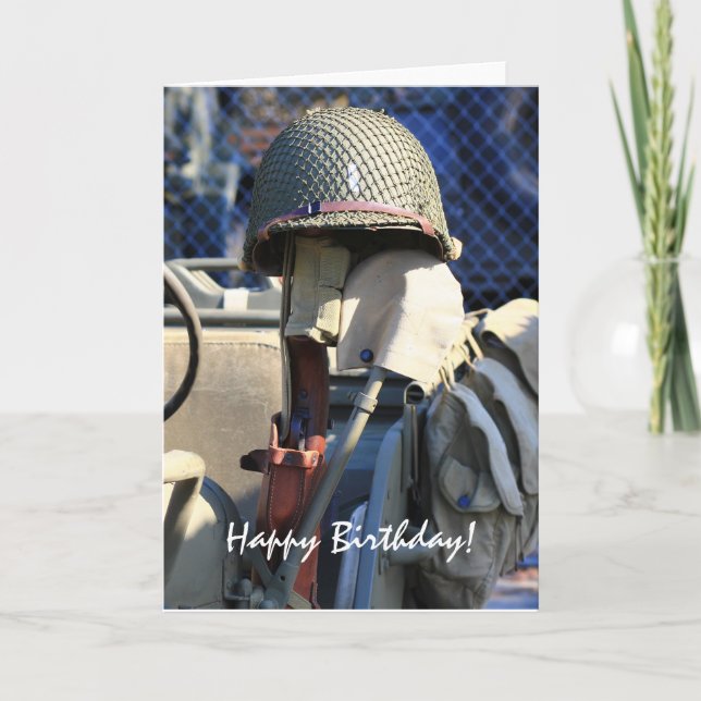 Happy Bithday Military Helmet greeting card (Front)