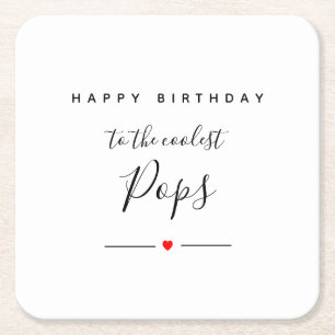 happy bithday to coolest pops square paper coaster
