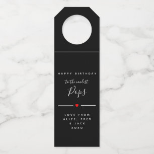 happy bithday to coolest pops wine label bottle hanger tag