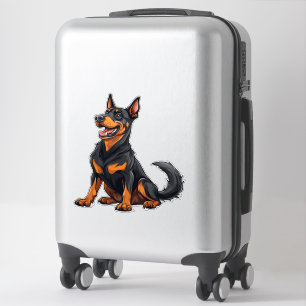 Happy Black and Tan Dog Sticker