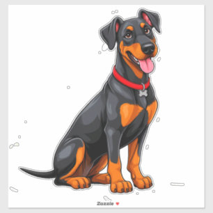 Happy Black and Tan Dog Sticker