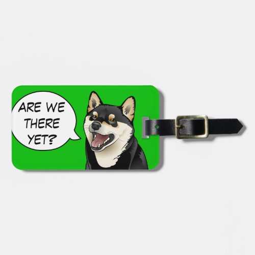 Happy black and tan Shiba Inu Dog Customizable Tag