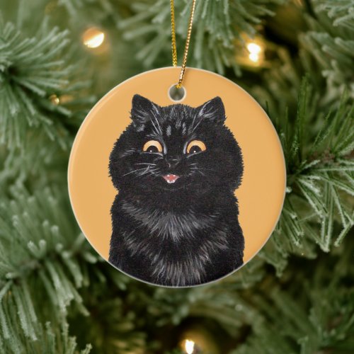 Happy Black Cat  Art by Louis Wain  Ornament 