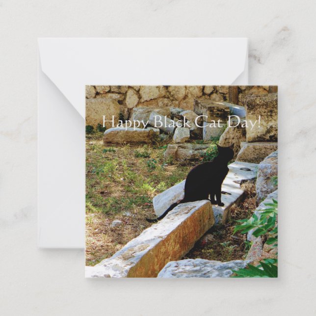 Happy Black Cat Day! Note Card (Front)