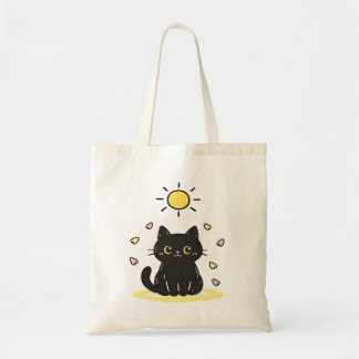 Happy Black Cat Sunshine Tote Bag