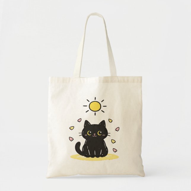 Happy Black Cat Sunshine Tote Bag (Front)