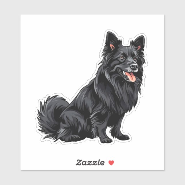 Happy Black Dog Sitting Sticker (Sheet)