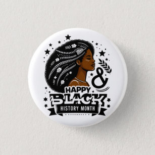 Happy Black History Month African Map Graphic Button
