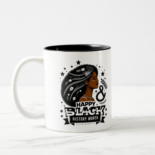 Happy Black History Month African Map Graphic Two_Tone Coffee Mug
