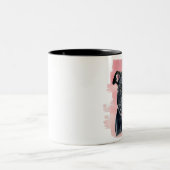 Happy Black Pitbull Dog Watercolor Painting Two-Tone Coffee Mug (Center)