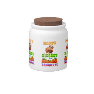 Happy Blessed And Thankful Candy Jar